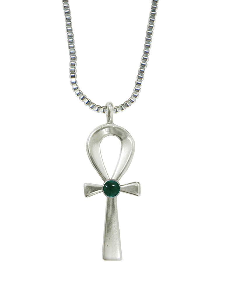 Sterling Silver Ankh Pendant With Fluorite